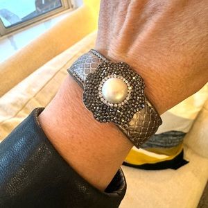 925 Silver Flower Cuff Bracelet